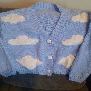 New without tags blue cropped button up cardigan. Size large